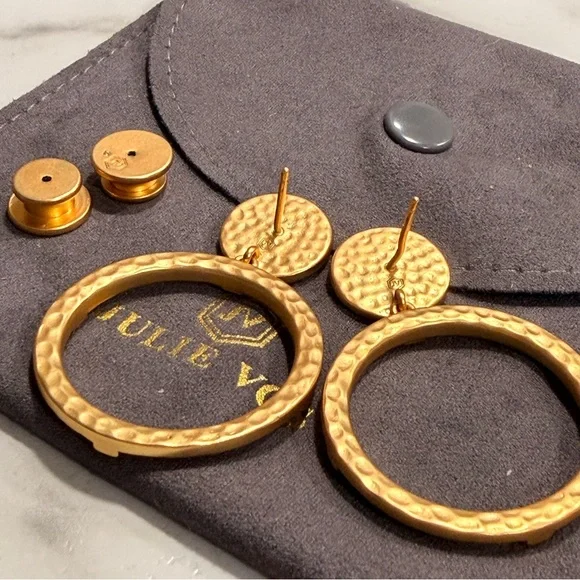 Julie Vos Gold Hoop Earrings with Flower Design - Picture 3 of 4